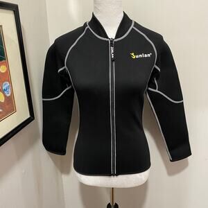 Junlan Neoprene Hot Sweat Weight Loss Shirt Women's Size Small Zip Front Black